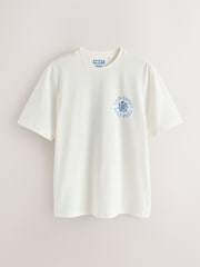White Blue Surf Regular Fit Graphic Print Slub T-Shirt - Image 7 of 11