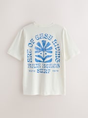 White Blue Surf Regular Fit Graphic Print Slub T-Shirt - Image 8 of 11