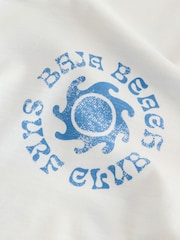 White Blue Surf Regular Fit Graphic Print Slub T-Shirt - Image 9 of 11