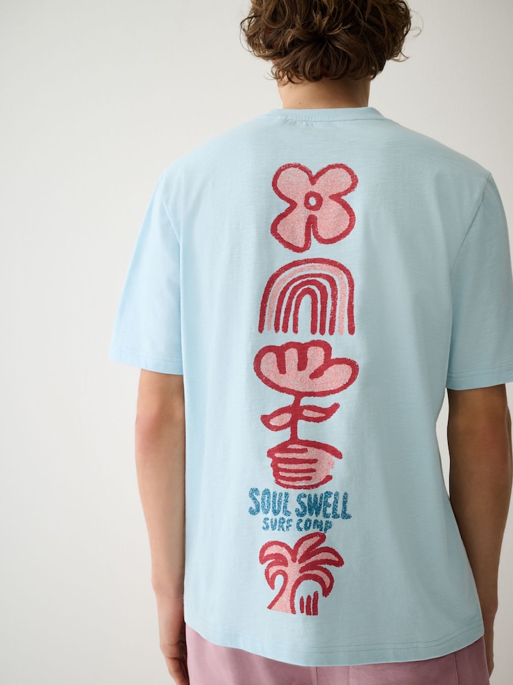 Blue Stamp Regular Fit Graphic Print Slub T-Shirt - Image 1 of 11