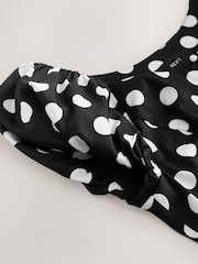 Black/White Polka Dot Milkmaid Puff Sleeve Top - Image 2 of 3