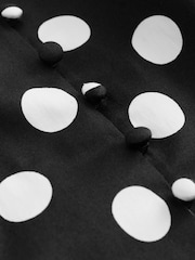 Black/White Polka Dot Milkmaid Puff Sleeve Top - Image 3 of 3
