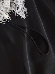Black/Cream Asymmetric Hem Lace Cami Top - Image 7 of 7