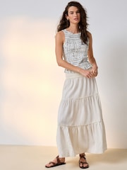 Estampado azul/blanco - Shirred Modal Sleeveless Top - Imagen 2 de 5