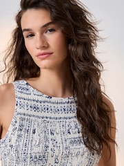 Estampado azul/blanco - Shirred Modal Sleeveless Top - Imagen 5 de 5