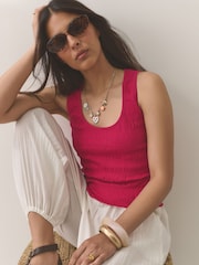 Pink Shirred Modal Scoop Neck Vest - Image 3 of 5
