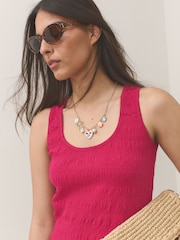 Pink Shirred Modal Scoop Neck Vest - Image 5 of 5