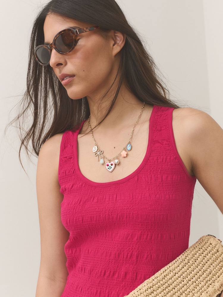 Pink Shirred Modal Scoop Neck Vest - Image 5 of 5