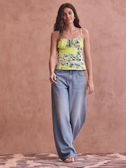 National Trust Yellow Floral Print Strappy Sleeveless Top - Image 2 of 8
