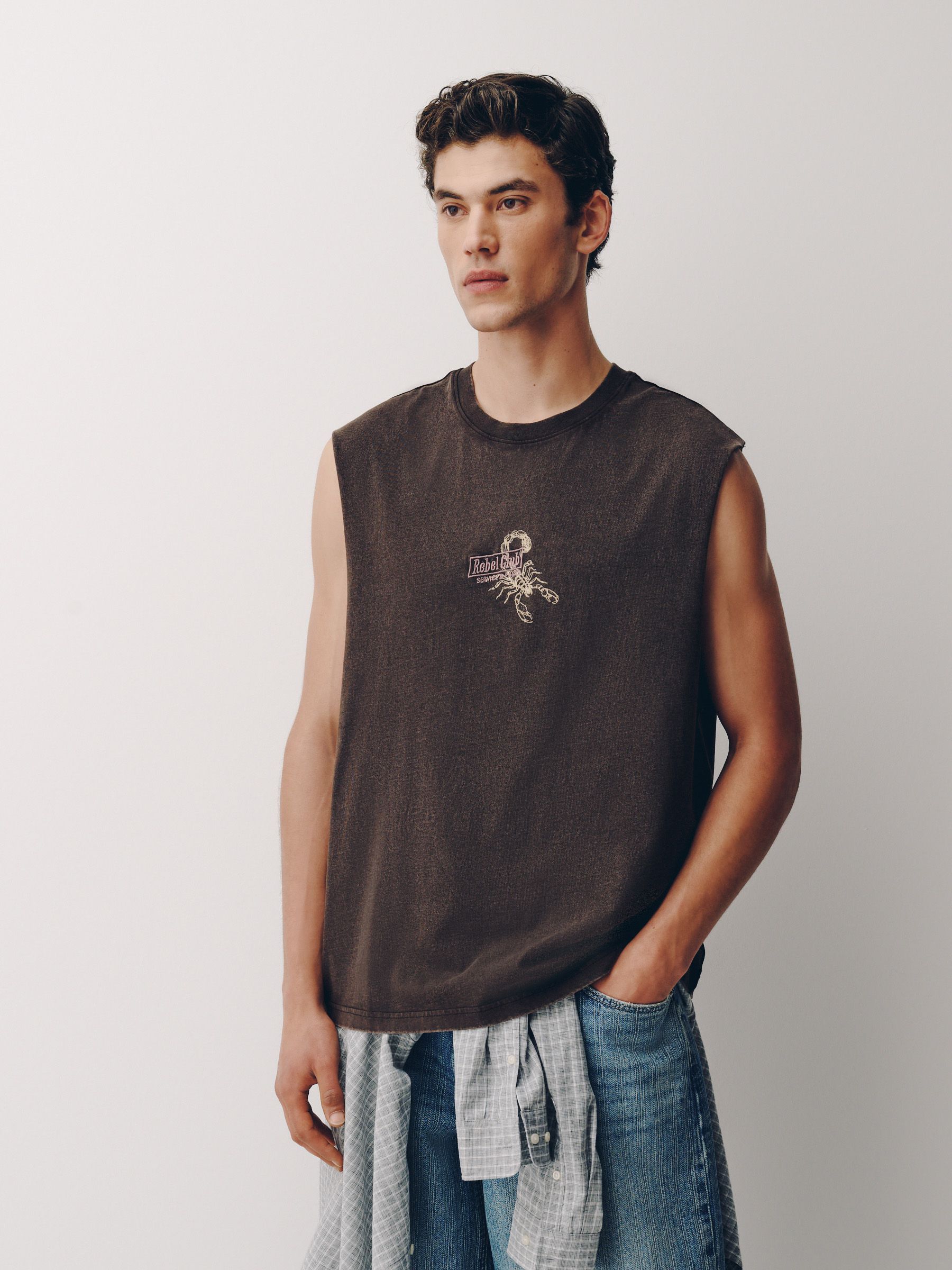 Buy Brown Washed Tank Top Graphic Vest from the Next UK online shop