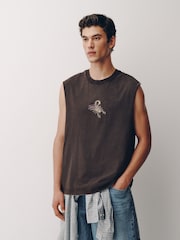 ត្នោត - Washed Tank Top Graphic Vest - រូបភាព 2 នៃ 8