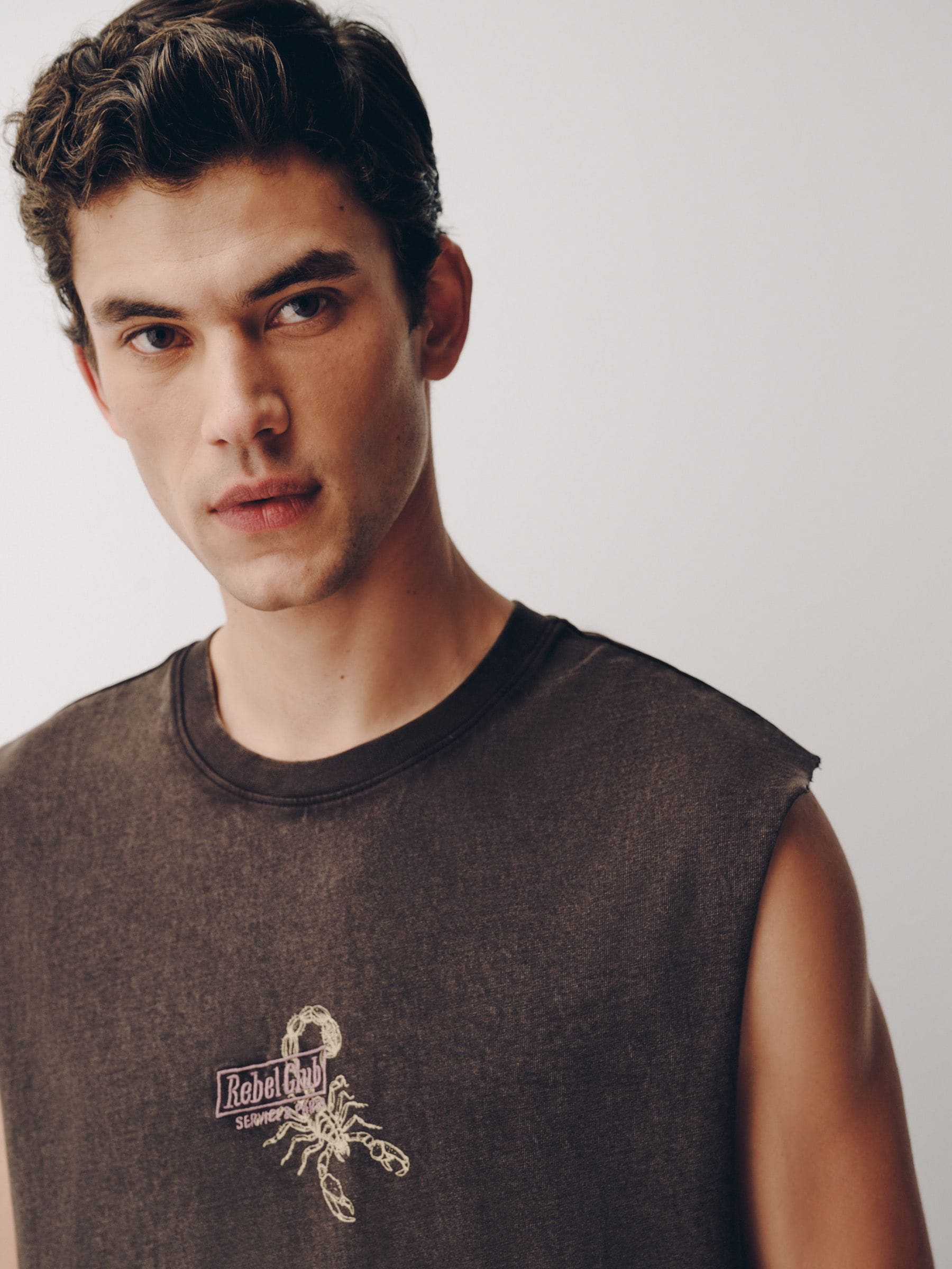 Buy Brown Washed Tank Top Graphic Vest from the Next UK online shop