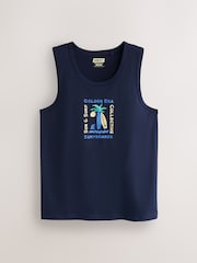 Blue/White/Black Stamp Graphic Vests 3 Pack - Image 3 of 9