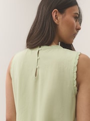 Sage Green Sleeveless Crew Neck Cornelli Top - Image 4 of 4