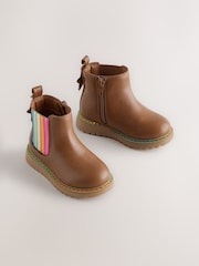 Little Bird by Jools Oliver Tan Brown Rainbow Star Chelsea Boots - Image 2 of 4