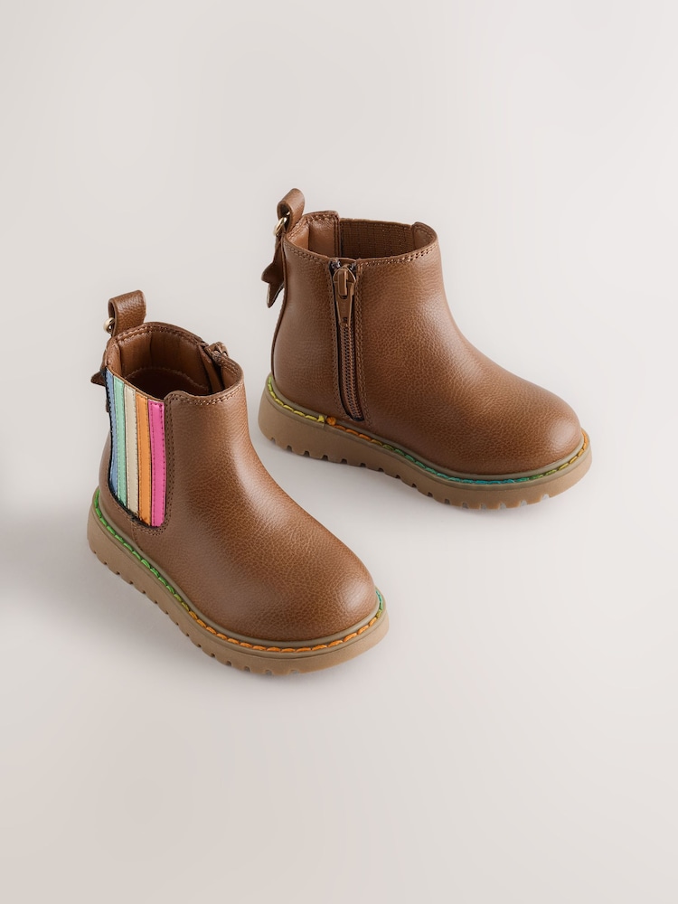 Little Bird by Jools Oliver Tan Brown Rainbow Star Chelsea Boots - Image 2 of 4 Little Bird by Jools Oliver Tan Brown Rainbow Star Chelsea Boots - Image 2 of 4