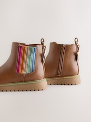 Little Bird by Jools Oliver Tan Brown Rainbow Star Chelsea Boots - Image 4 of 4