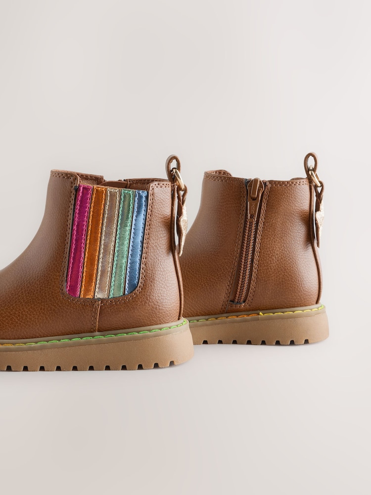 Little Bird by Jools Oliver Tan Brown Rainbow Star Chelsea Boots - Image 4 of 4 Little Bird by Jools Oliver Tan Brown Rainbow Star Chelsea Boots - Image 4 of 4