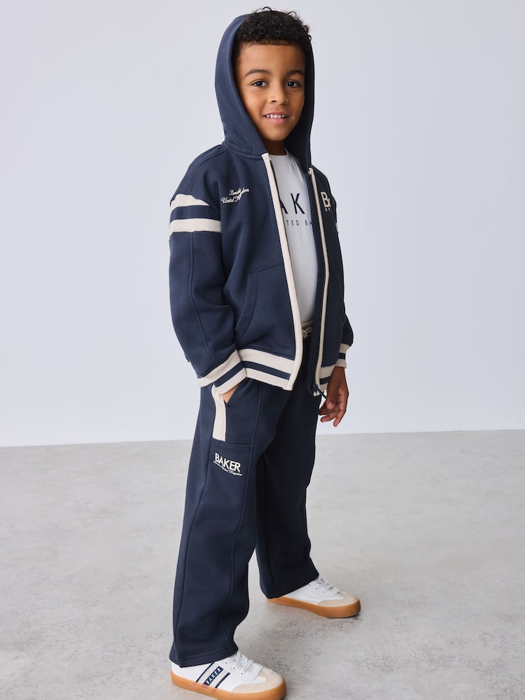 Baker by Ted Baker Varsity Zip Through Hoodie, T-Shirt and Wide Leg Joggers Set - Image 1 of 7 Baker by Ted Baker Varsity Zip Through Hoodie, T-Shirt and Wide Leg Joggers Set - Image 1 of 7
