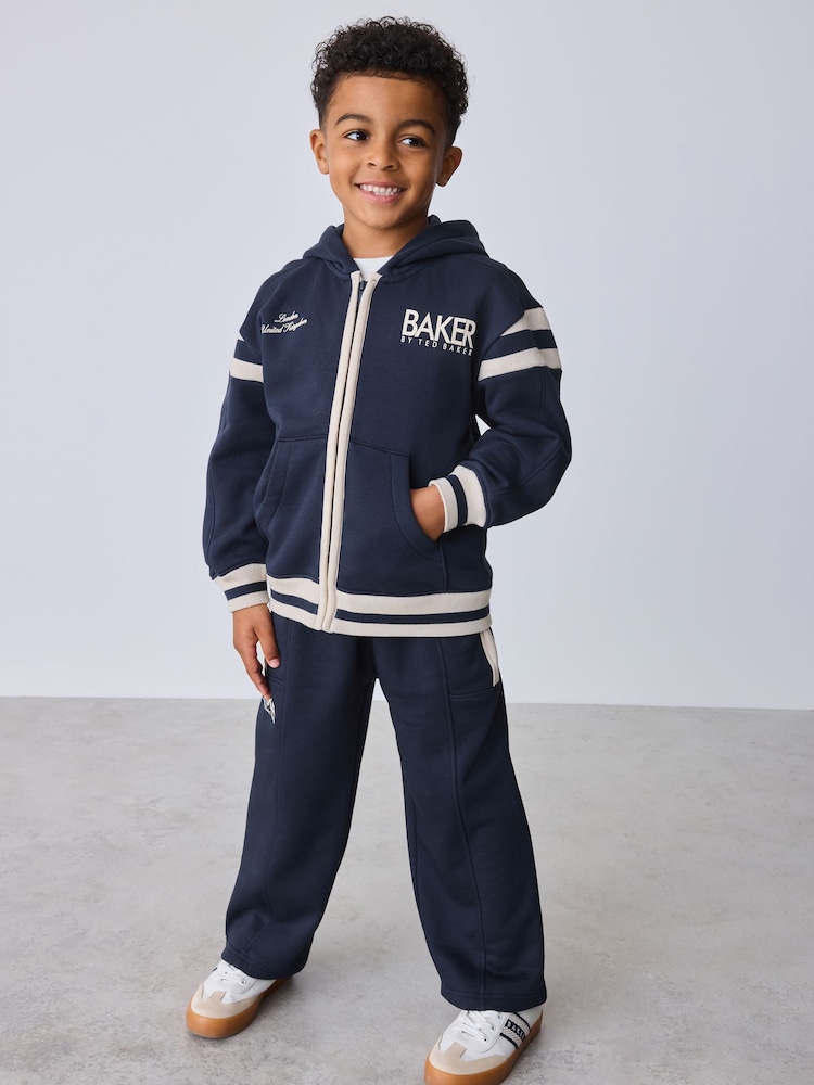 Baker by Ted Baker Varsity Zip Through Hoodie, T-Shirt and Wide Leg Joggers Set - Image 2 of 7 Baker by Ted Baker Varsity Zip Through Hoodie, T-Shirt and Wide Leg Joggers Set - Image 2 of 7