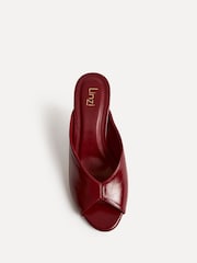 Linzi Red Marseille Peep Toe Mule Heels - Image 5 of 5