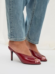 Linzi Red Marseille Peep Toe Mule Heels - Image 6 of 6