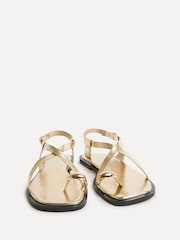 Linzi Gold Mist Strappy Flat Sandals With Toe Ring - Image 4 of 6