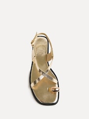 Linzi Gold Mist Strappy Flat Sandals With Toe Ring - Image 5 of 6