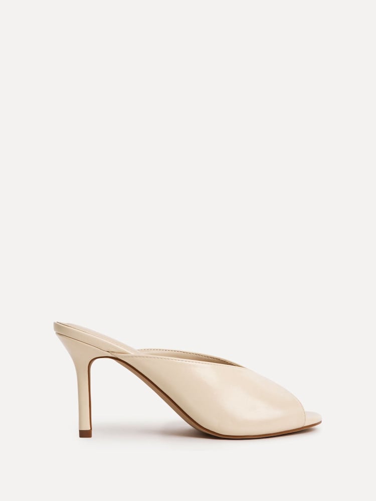 Linzi Cream Marseille Peep Toe Mule Heels - Image 2 of 5