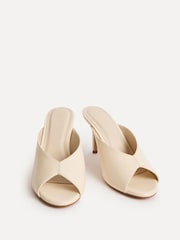 Linzi Cream Marseille Peep Toe Mule Heels - Image 3 of 5