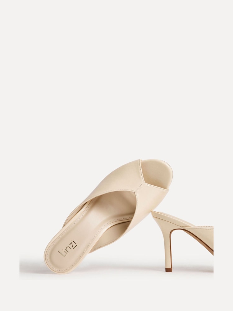 Linzi Cream Marseille Peep Toe Mule Heels - Image 5 of 5