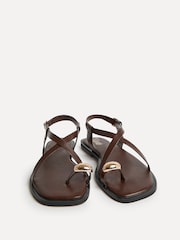 Linzi Brown Mist Strappy Flat Sandals With Toe Ring - Image 3 of 5