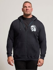 BadRhino Big & Tall Skull Clock Zip Through Jacket - Imagen 1 de 2