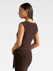 Forever New Brown Jazelle Hardware Drape Detail Top - Image 2 of 5