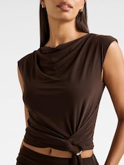Forever New Brown Jazelle Hardware Drape Detail Top - Image 3 of 5