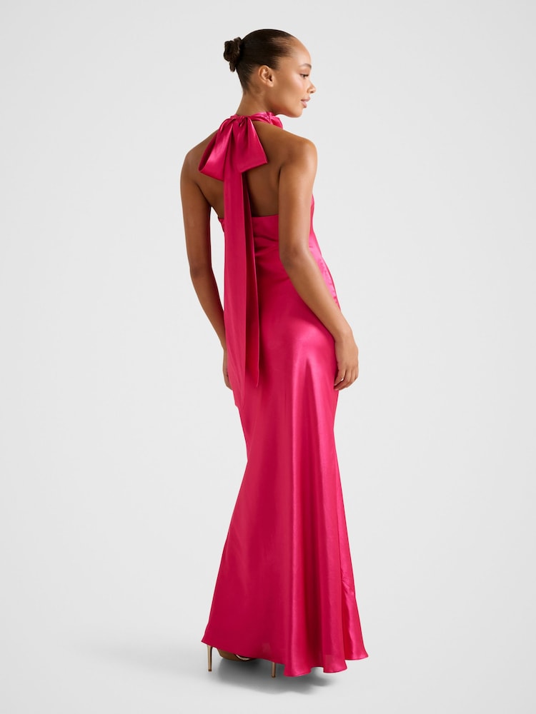 Forever New Pink Clementine High Neck Satin Maxi Dress - Image 2 of 4 Forever New Pink Clementine High Neck Satin Maxi Dress - Image 2 of 4