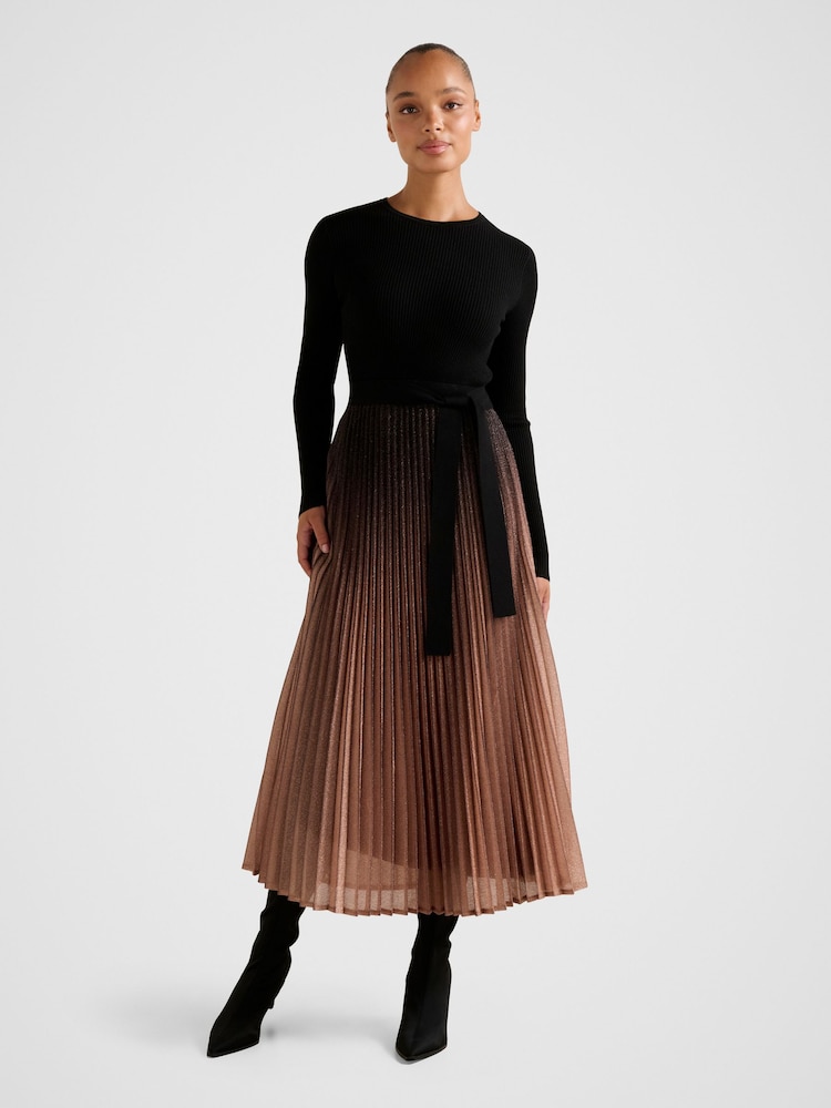 Forever New Black Celina Ombre Metallic Midi Dress - Image 1 of 4 Forever New Black Celina Ombre Metallic Midi Dress - Image 1 of 4