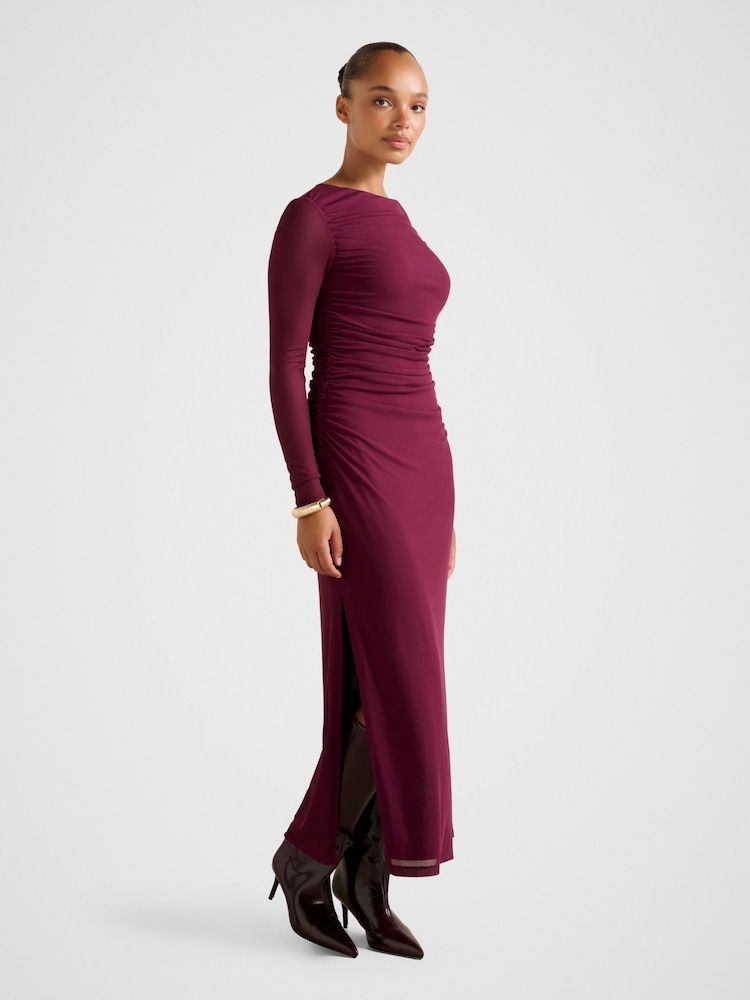 Forever New Purple Brittany Gathered Mesh Midi Dress - Image 4 of 4 Forever New Purple Brittany Gathered Mesh Midi Dress - Image 4 of 4