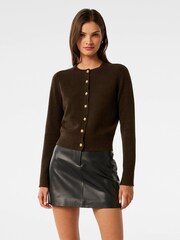 Forever New Brown May Crew Neck Cardigan - Image 1 of 5