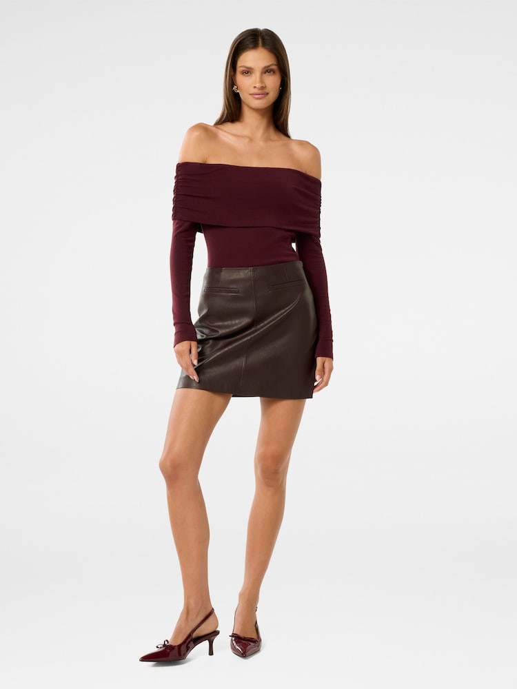Forever New Brown Addison Vegan Leather Mini Skirt - Image 5 of 5 Forever New Brown Addison Vegan Leather Mini Skirt - Image 5 of 5