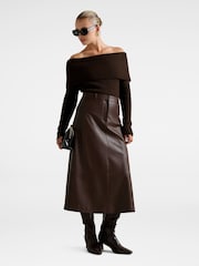Forever New Brown Jaelyn Vegan Leather Midi Skirt - Image 5 of 5