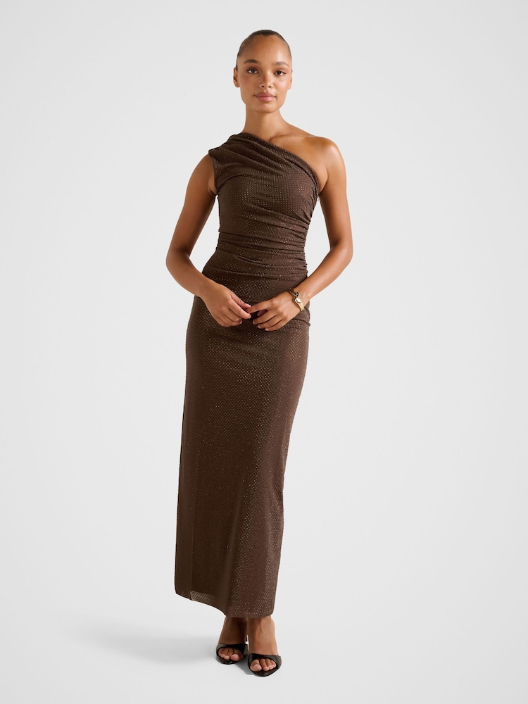 Forever New Brown Audrina One Shoulder Heatseal Maxi Dress - Image 1 of 4 Forever New Brown Audrina One Shoulder Heatseal Maxi Dress - Image 1 of 4