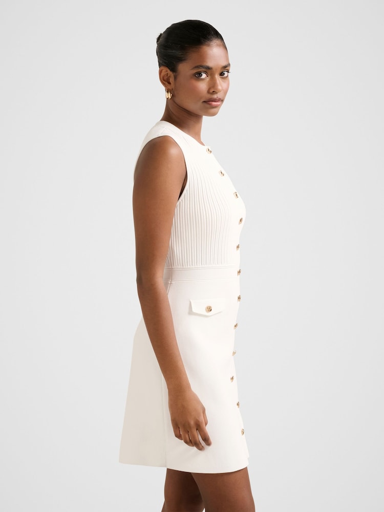Forever New White Issie Petite Stitch Interest Mini Dress - Image 2 of 5 Forever New White Issie Petite Stitch Interest Mini Dress - Image 2 of 5