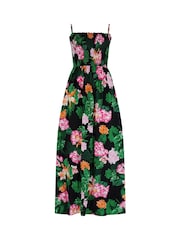 Pour Moi Black Emma Strapless Shirred Bodice Woven Maxi Beach Dress - Image 3 of 4