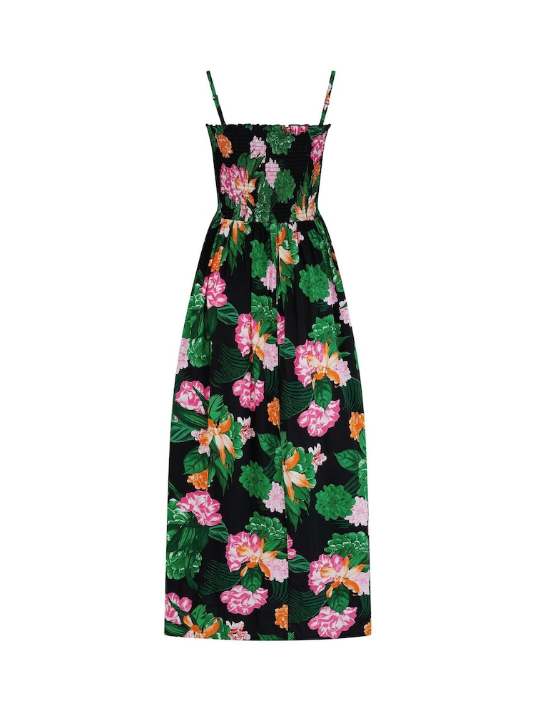 Sort/Grøn/Lyserød - Pour Moi Emma stropløs rynket vævet Maxi strandkjole - Billede 5 af 5