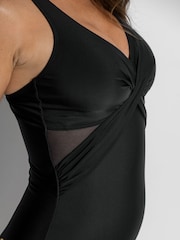 Pour Moi Black Mesh Twist Front Full Control Non Wired Swimsuit - Image 2 of 4