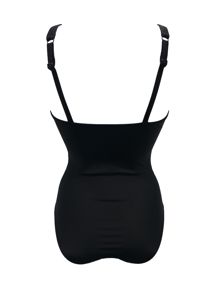 Pour Moi Black Mesh Twist Front Full Control Non Wired Swimsuit - Image 4 of 4