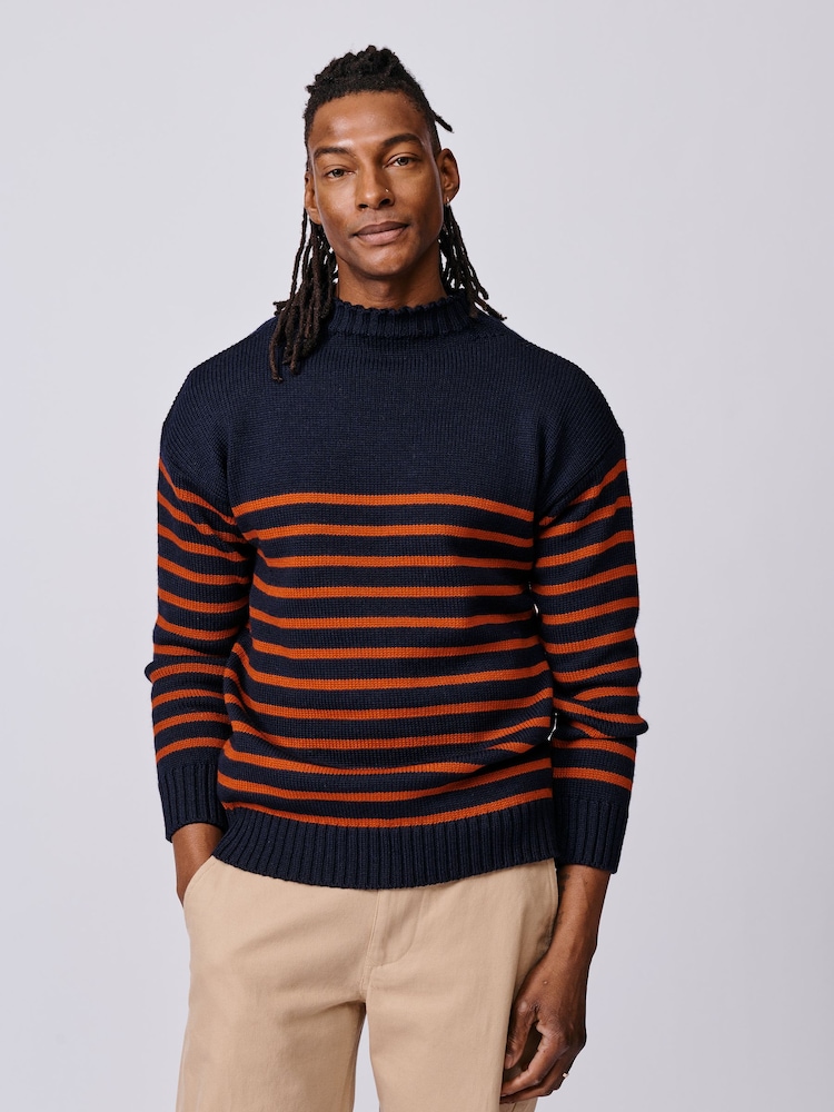 Aubin Blue Wishaw Breton Crew Jumper - Image 1 of 5
