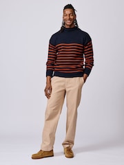 Aubin Blue Wishaw Breton Crew Jumper - Image 3 of 5
