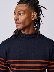 Aubin Blue Wishaw Breton Crew Jumper - Image 4 of 5